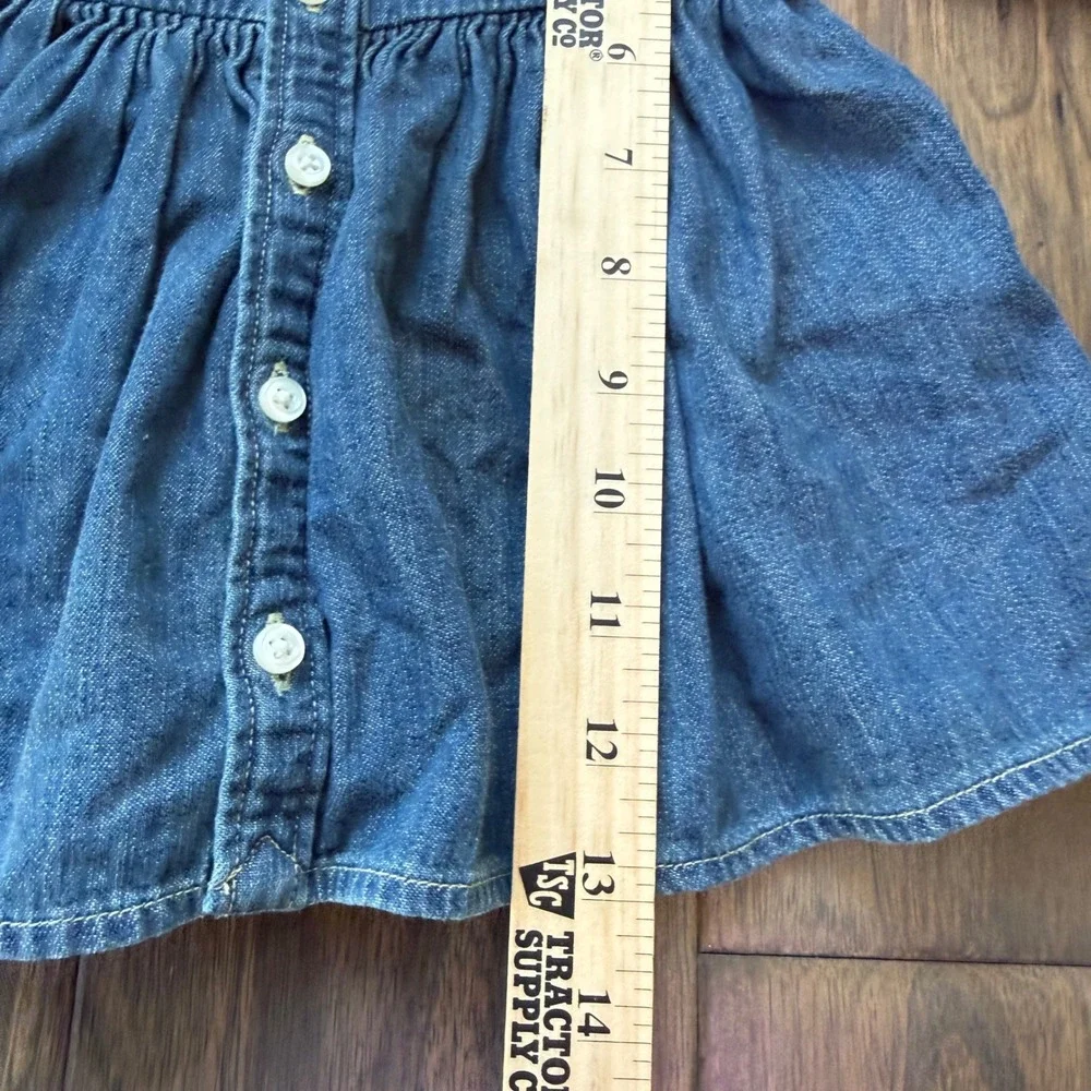 Ralph Lauren Denim Dress Baby 3M Blue Excellent Long Sleeve Button Front Pony